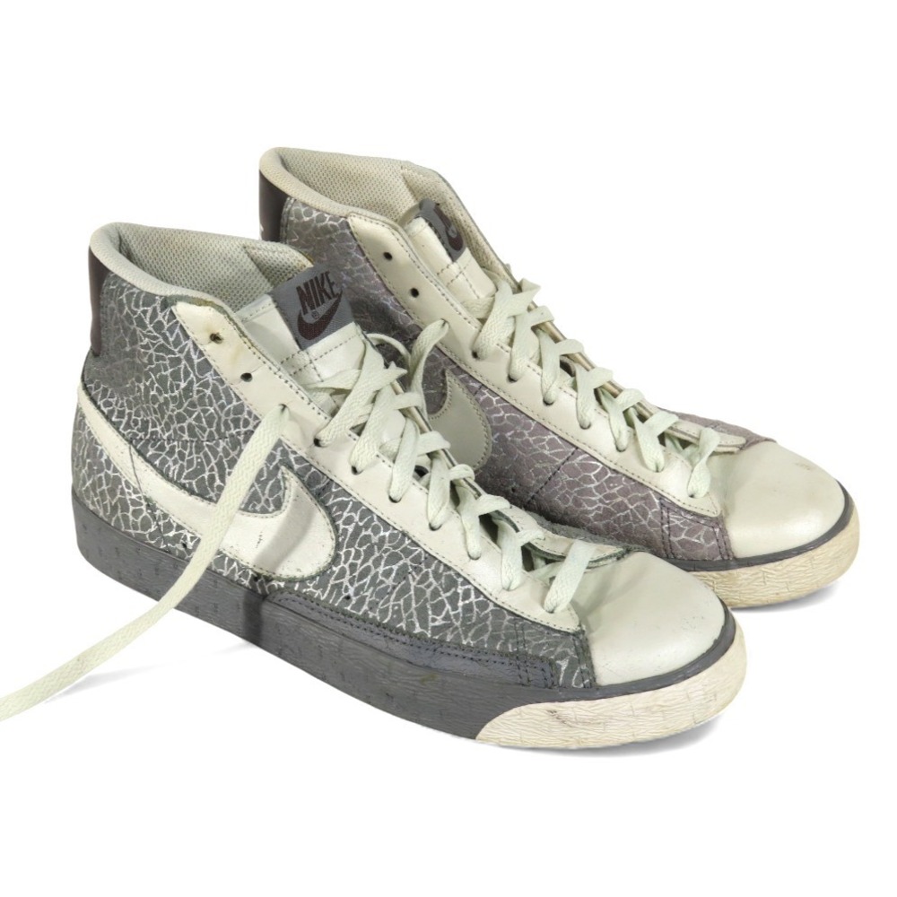 2008 NIKE BLAZER HIGH-TOP SNEAKERS Elephant Print GRAY METALLIC ‼️DAMGED‼️ sz 11